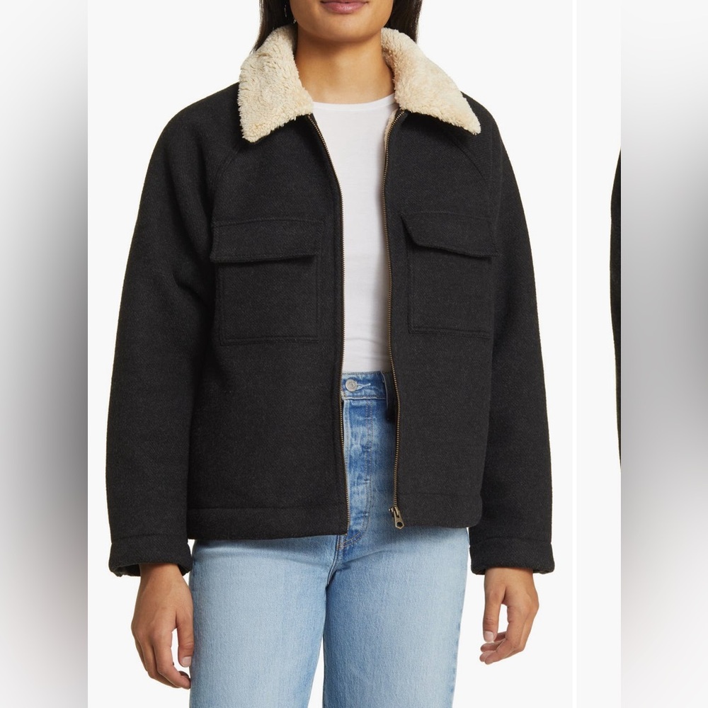 NWT Faherty Legend High Pile Fleece Collar Crop Jacket size L